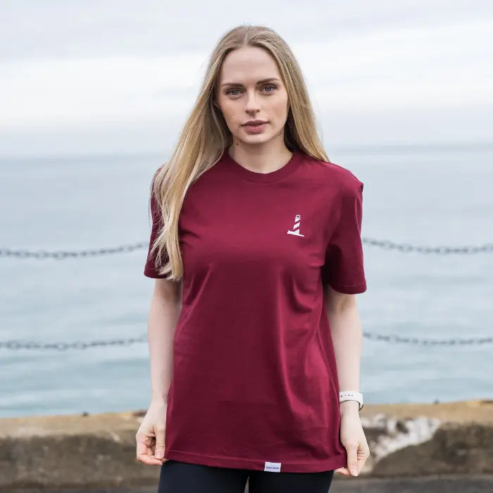 Unisex Burgundy Lighthouse Logo Tee