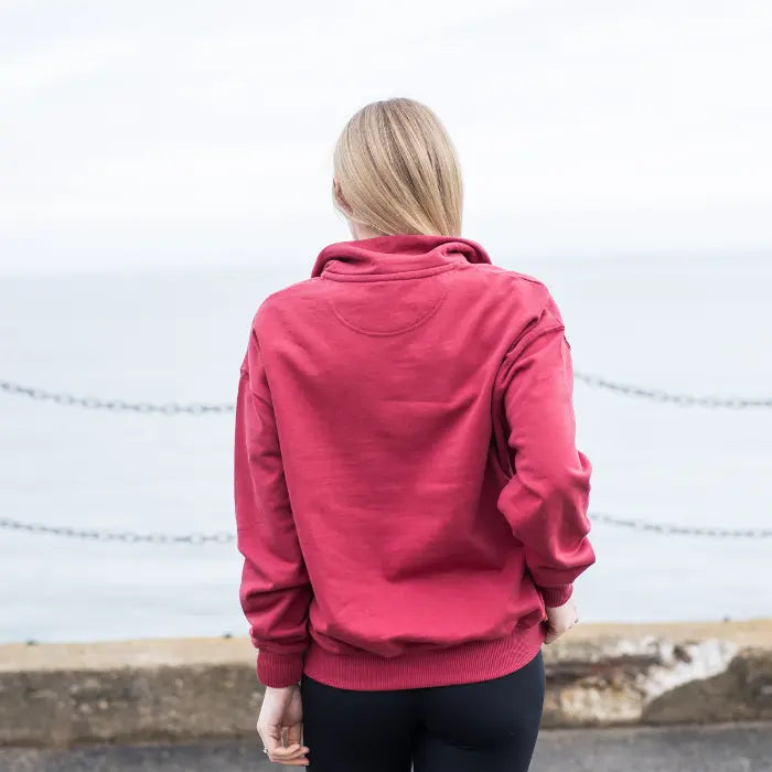 Unisex Organic Cotton Red Earth Lighthouse Logo Quarter Zip