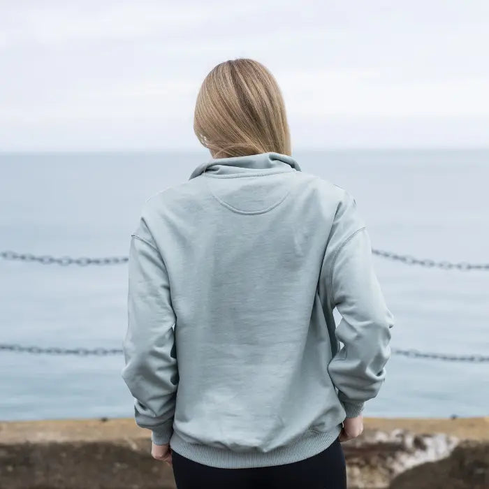 Unisex Organic Cotton Mint Green Lighthouse Logo Quarter Zip