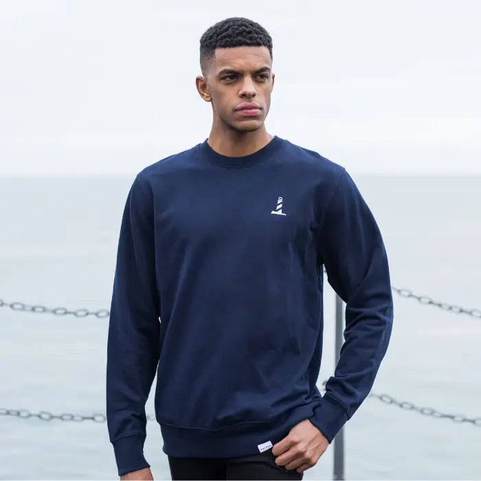 Unisex Organic Cotton Navy Blue Lighthouse Logo Sweatshirt