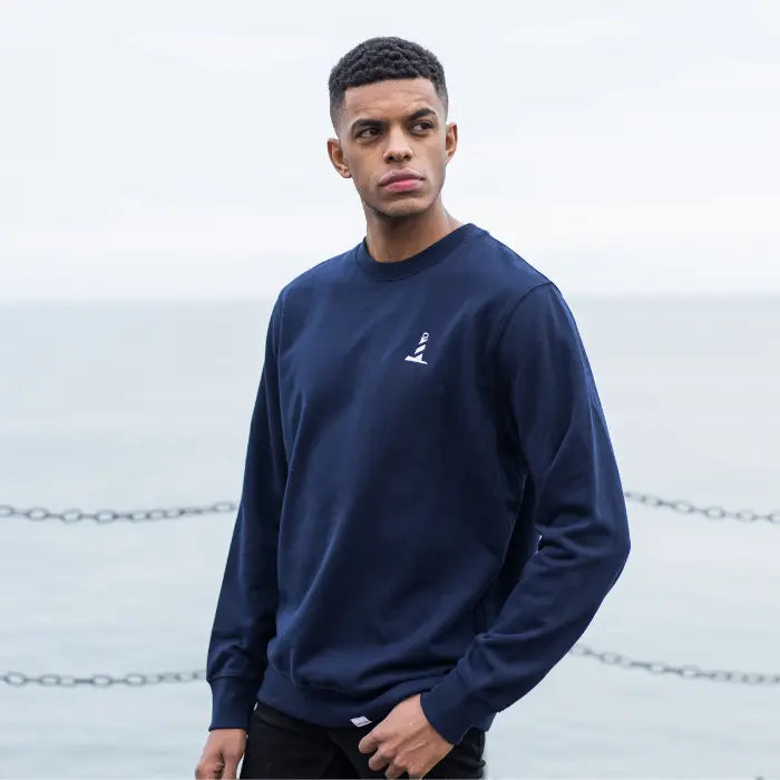 Unisex Organic Cotton Navy Blue Lighthouse Logo Sweatshirt
