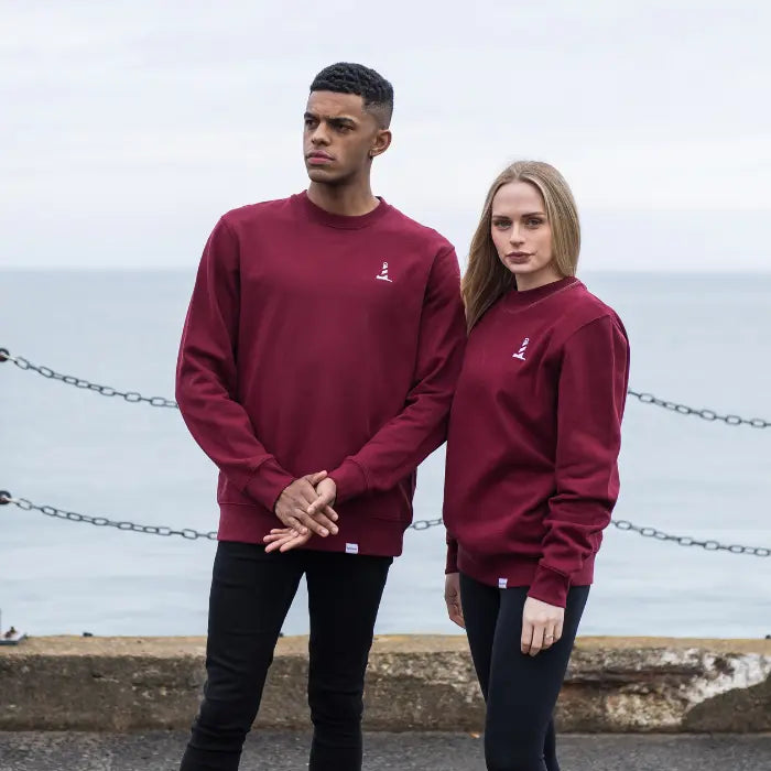 Unisex Organic Cotton Burgundy Lighthouse Logo Sweatshirt