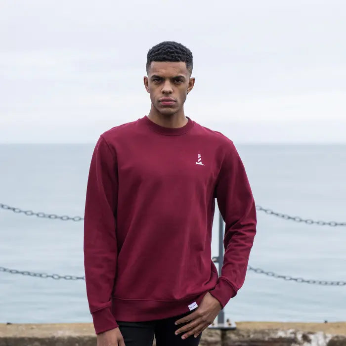 Unisex Organic Cotton Burgundy Lighthouse Logo Sweatshirt