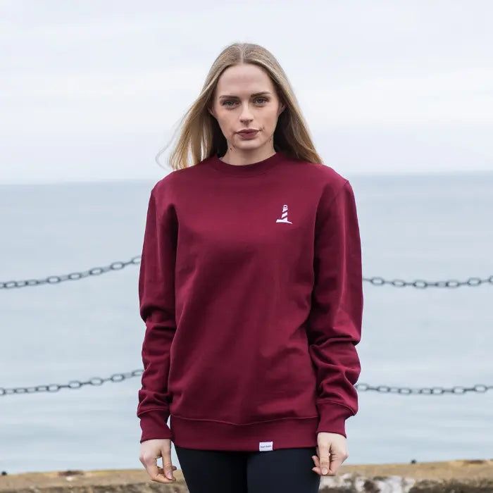 Unisex Organic Cotton Burgundy Lighthouse Logo Sweatshirt