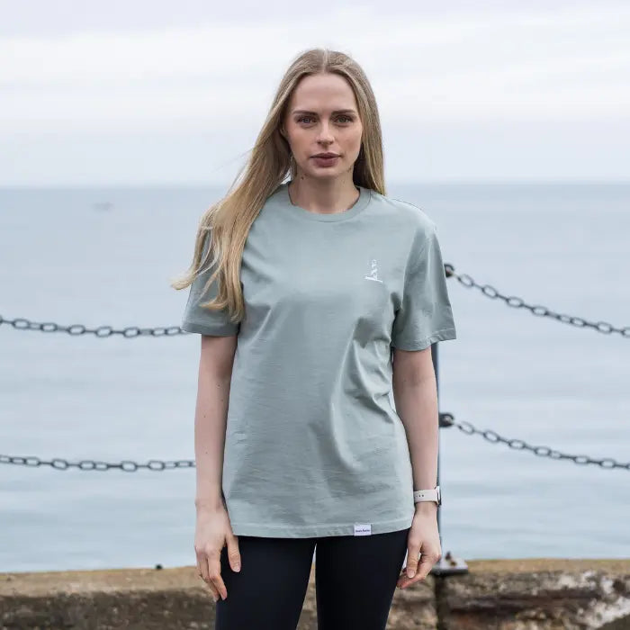 Unisex Organic Cotton Mint Green Lighthouse Logo Tee