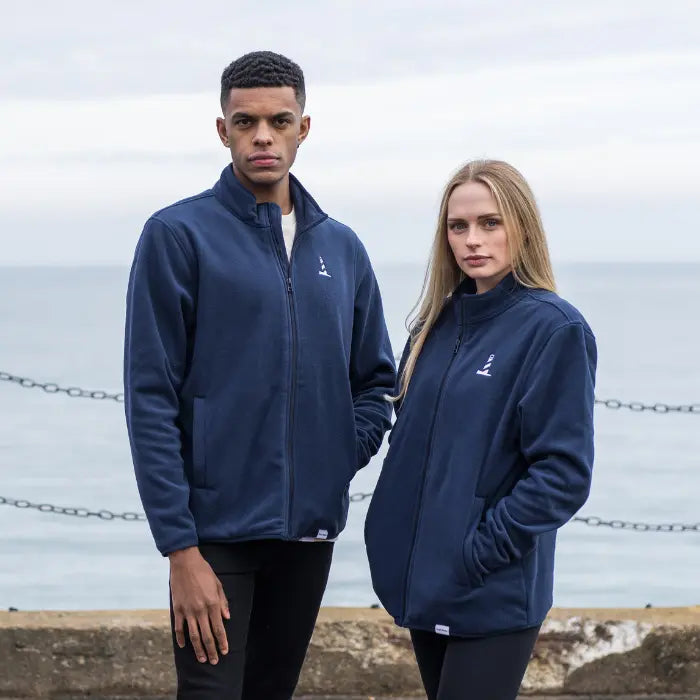 Unisex Recycled Polyester Navy Full Zip Fleece