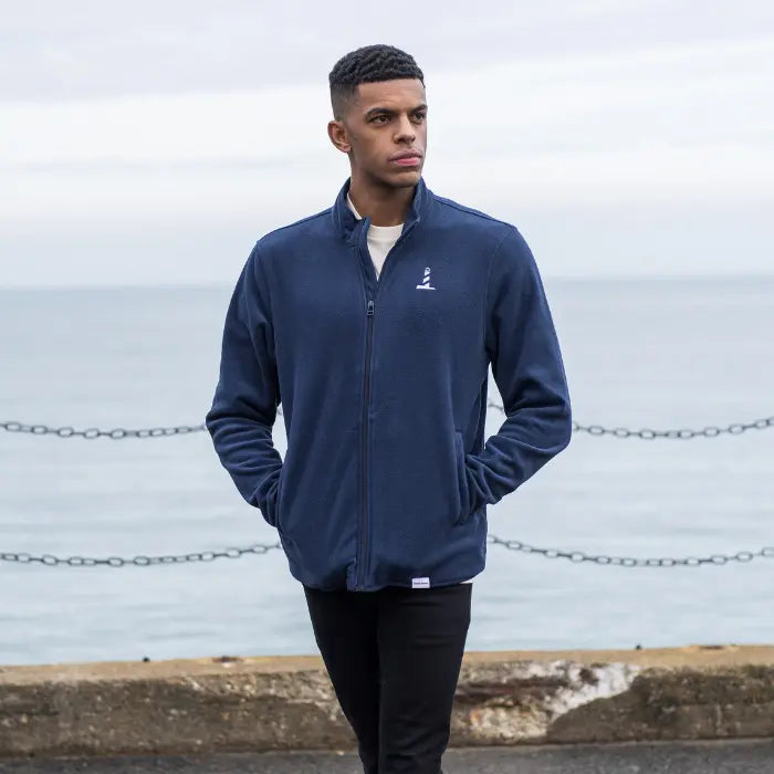 Unisex Recycled Polyester Navy Full Zip Fleece