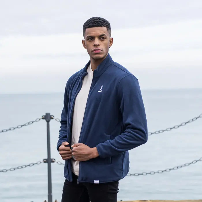 Unisex Recycled Polyester Navy Full Zip Fleece