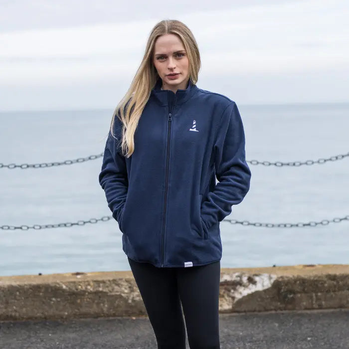Unisex Recycled Polyester Navy Full Zip Fleece