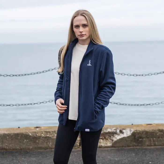Unisex Recycled Polyester Navy Full Zip Fleece