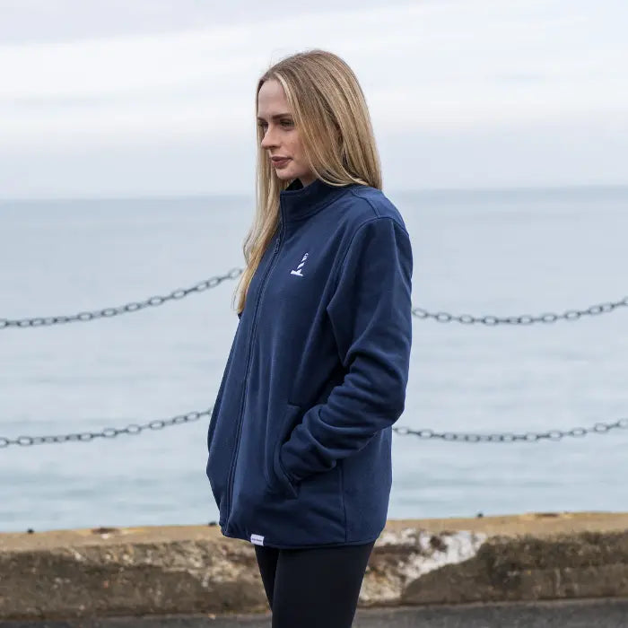 Unisex Recycled Polyester Navy Full Zip Fleece